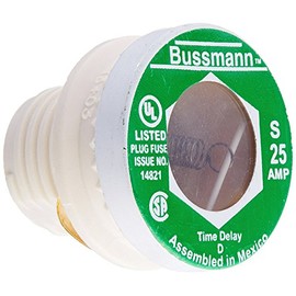 Bussmann S-25 25 Amp Type S Time-Delay Dual-Element Plug Fuse Rejection Base, 125V UL Listed by Bussmann