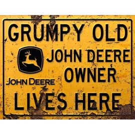 ASSCA Metal Advertising Sign Wall Door Plaque Decorative Tin Metal For Home Office Bar Coffee Shop Pub Shed Man Cave - Vintage John Deere Farmer Tractor Grumpy Owner Lives Here inspired