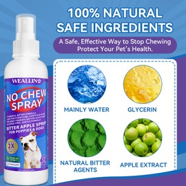 No Chew Spray for Dogs 2 Pack, Bitter Apple Spray for Dogs Natural Training Aid for Dogs & Puppies, Stop from Chewing and Biting on Furniture, Shoes, Plants, Indoor & Outdoor Use, No Alcohol & Stain