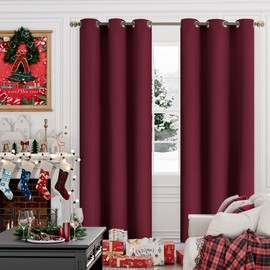 YoungsTex Burgundy Blackout Curtains 84 Inches Length for Living Room - Thermal Insulated with Grommet Room Darkening Bedroom Drapes Room Divider, 2 Panels, 42 x 84 Inch