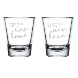 MIP Set of 2 Shot Glasses 1.75oz Shot Glass Pairs Well With A New Home Housewarming New Homeowner