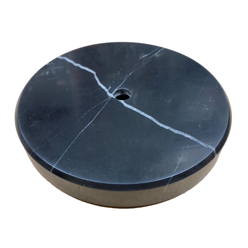 Lamp/Sculpture Base-Marble-6"-Round: Black or White (1 Pc.) (6" Marble-Round-Black-w/Cord Hole)