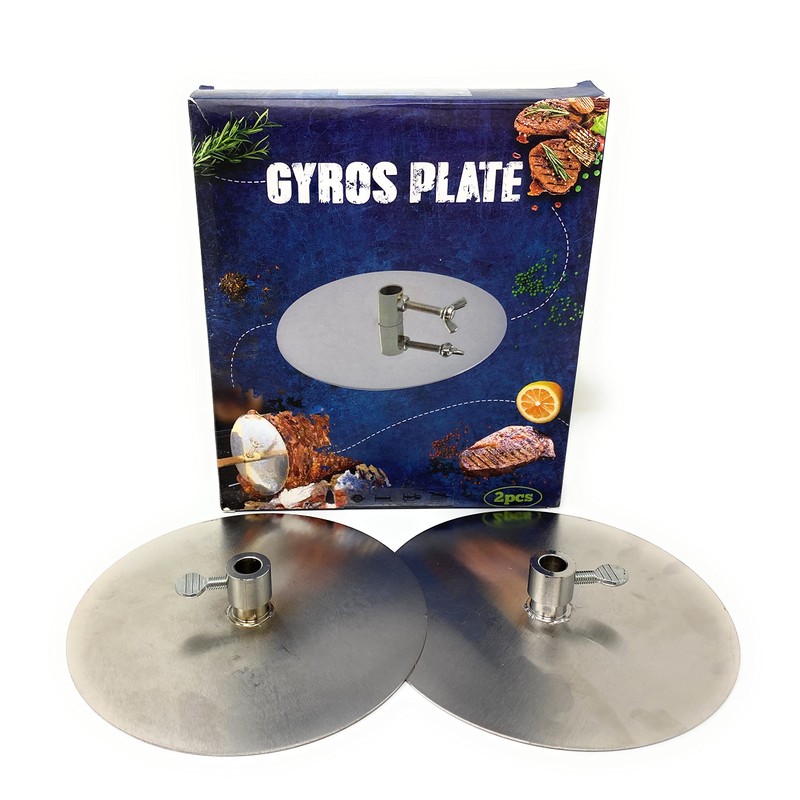Gyros Yeros Barbecue Kebab Disc Plates (Set of 2) Stainless