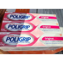 Poligrip 6 pack  - Super Poligrip Denture Adhesive Cream - 2.4 OZ