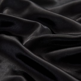 Fitted Sheet, Satin, Slippery, Silky Lustrous, Mattress Cover, Sold Separately, Washable, Absorbent, Quick Drying, Suitable for Mattresses 2.0 - 10.6 inches (5 - 27 cm) Thick (Semi Double, 47.2 x 78.7 inches (120 x 200 cm), Black)