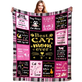 Cat Mom Blanket Cat Mom Gifts Throw Blankets Cat Lover Gifts for Women Adults Cat Mom Gifts for Women Birthday Best Cat Mom Blanket Christmas Mother's Day Decor 60"x50"