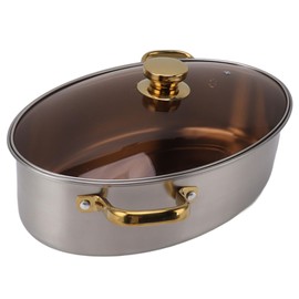 Stainless Steel Fish Steamer, Heavy Duty Oval Steamer Pot with Rack and Ceramic Pan Lid, Multi Use Cookware Stockpot for Steaming Fish, Boiling Soup, Steaming Seafood