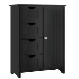 JUMMICO Bathroom Storage Cabinet, Floor Cabinet with 4 Drawers and 1 Adjustable Shelf, Storage Oragnizer for Living Room, Kitchen, Bathroom (Black)
