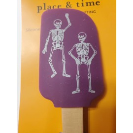 Wilton Skeletons Spatula Wooden Handle Purple Silicone 11" Long NEW