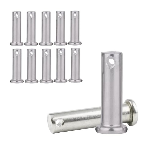 10Pcs Single Hole Clevis Pins,M6*25MM Stainless Steel Flat Head Pin,Zinc-Plating