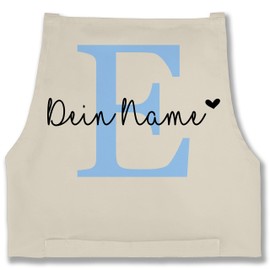 Geschenk mit Namen personalisiert by Shirtracer - Apron - and Initials - Customisable Name Letter Heart, 5 natural white