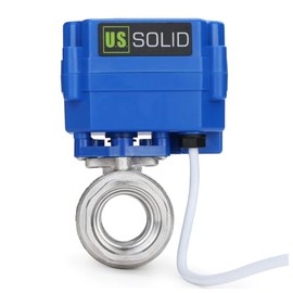 U.S. Solid válvula de bola motorizada, válvula de bola de acero inoxidable de 3/4 pulgadas con puerto completo, 9-24 V CA/CC y configuración de retorno automático de 2 cables, normalmente abierta