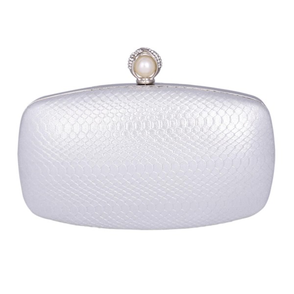 Adoptfade Womens Pleated Evening Bags Crystal Clutches, Silver