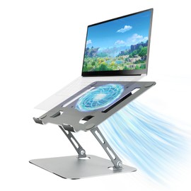 Craftreasure Laptop Stand with Cooling Fan, Adjustable Height,Multi Angle Computer Holder for Desk,Portable and Foldable, Compatible with All 10-17.3" Laptops and Tablets
