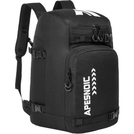 AIRTTUZ Ski Boot Bag - Ski and Snowboard Boots Backpack，Excellent for Travel with Waterproof Exterior & Bottom - for Men, Women and Youth. (BLACK)