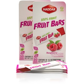 Haddar Raspberry 100% Fruit Bars, 10ct (2 Pack = 20 Bars) Made with Real Fruit | No Corn Syrup | No Artificial Colors or Flavors | Gluten Free | Certified Kosher