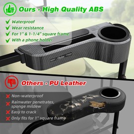 Roykaw Golf Cart Armrest with Cup Holder Compatible with EZGO/Club Car/Yamaha & Most Brand, Universal Golf Cart Rear Seat Arm Rests with Phone Holder, No Drilling, Fit 1.0"/1-1/4" Square Frame