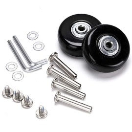 SUMNACON 2 x Suitcase Wheels Made of Metal Rubber Black Suitcase Wheels for Trolley Luggage Suitcase Wheels Rubber Suitcase Wheels Set Wheel for Luggage Suitcase Replacement Wheels, as shown, Fashion