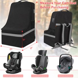 IBVIVIC Padded Car Seat Travel Bag for Airplane, Heavy Duty Car Seat Bag for Air Travel Gate Check Carseat Carrier Bag with Shoulder Strap, Fits Most Baby & Infant Car Seats