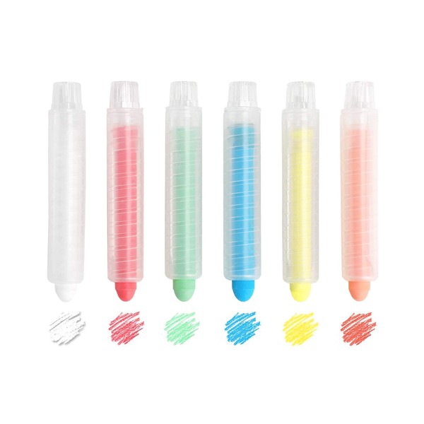 FakeFace 6Pcs 1.0mm Tip Chalk Markers Pen Washable Colored Chalk Pens Marker Dust Free Twistable Chalk Non-Toxic Chalks for Whiteboard Chalkboard Kids Doodle Drawing Writing