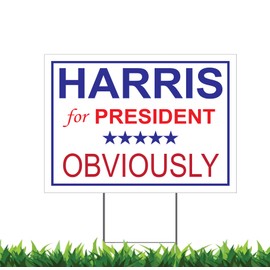 Kamala Harris For President 2024 Obviously TWO PACK - (2) 18x24" Yard Signs (Outdoor, Weatherproof Corrugated Plastic) Metal Stake Included, Double Sided Printing by M&R