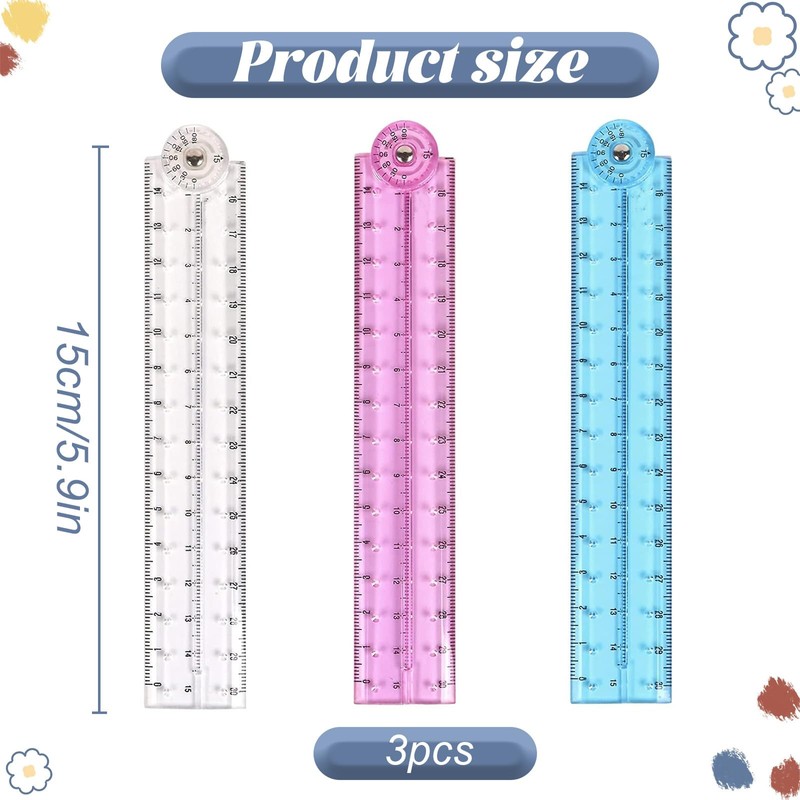 3 Pcs 30cm Foldable Ruler Ruler 30cm Folding, 30cm Ruler