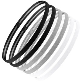 Pack of 6 Men's Elastic Hair Bands Boys Hair Band Sports Headband Boys Non-Slip Hair Band Men Women Thin for Yoga Football Jogging
