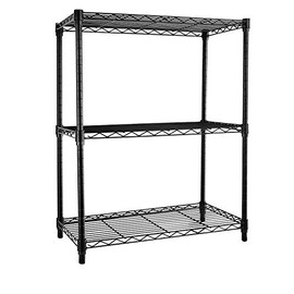 Simple Deluxe Heavy Duty 3-Shelf Shelving with Wheels, Adjustable Storage Units, Steel Organizer Wire Rack, 24.02" W x 13.78" D x 31.98" H, Black (HKSHLF23133003BPCLITE)