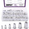 Swpeet 160Pcs Aluminum Alloy Flat Head Rivet Nut Kit, Including