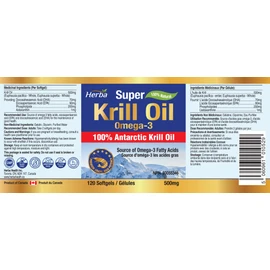 Herba Krill Oil Capsules - 120 Softgels | 1000mg of Pure Antarctic Krill Oil Per Day | Source of Omega 3 Fatty Acids | Premium Grade - 500mg Krill Oil per Soft Gel | 2 Months Supply