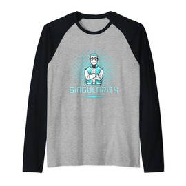 Singularity Super AI Turing Test Humanoid Robot Future Raglan Baseball Tee