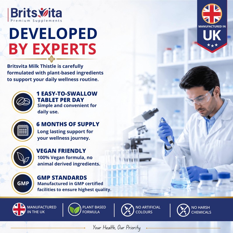 Brits Vita Milk Thistle 180 Vegan Tablets 80% Silymarin UK