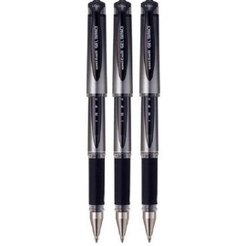 Uni Ball Black Capped (UM-153S) Gel Impact Rollerball Pen Ball Point Pens Broad 1mm Nib Tip 0.6mm Line Width Ink (Pack of 3)