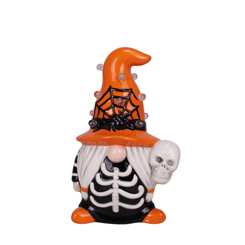 4horizonsales Light Up Ceramic Halloween Witch Gnomie Tree Decor Tabletop