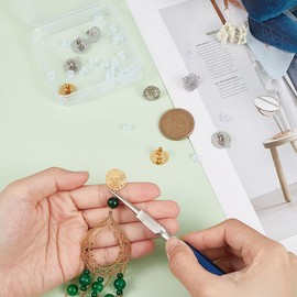 UNICRAFTALE 12 piezas de 3 formas de acero inoxidable 304 pendientes de tuerca, diseño de formas mixtas, color dorado, pendientes de acero inoxidable, pendientes de metal para hacer joyas DIY Pin de 0,7 mm