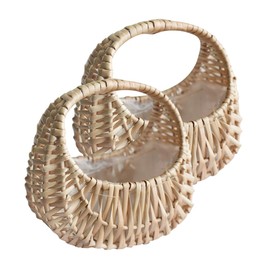 BESPORTBLE 1set Hand Woven Flower Basket for Weddings Portable Storage for Durable Decorative for Flowers DIY Arrangements Unique Design 2pcs