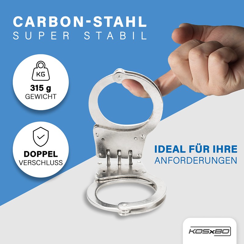 Professional Handcuffs Made of Robust Steel with 2 Keys Police