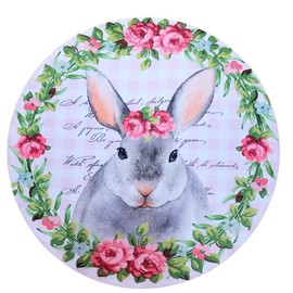 Maison Charlô Juego de 4 fundas a cuadros de rosa de Pascua para manteles individuales redondos de 14 pulgadas de diámetro, poliéster para mesa de cocina, mesa de comedor lavable