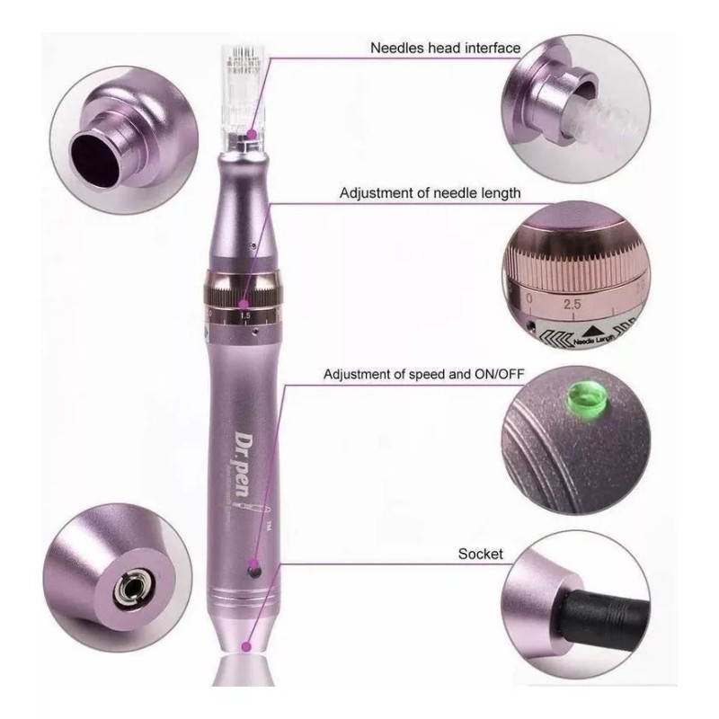 Dr. Pen Dermapen M7 Metálico Alámbrico Recargable Mas 2 Cartuchos