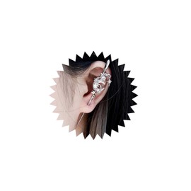 Allereya Punk Moon Ear Crawler Hook Earrings Moon Ear Hook Earrings Silver Moonstone Moon Earrings Moon Ear Wrap Crawler Earrings Moon Climber Cuff Earrings Moon Edgy Ear Pin Earrings Jewellery, Zinc,