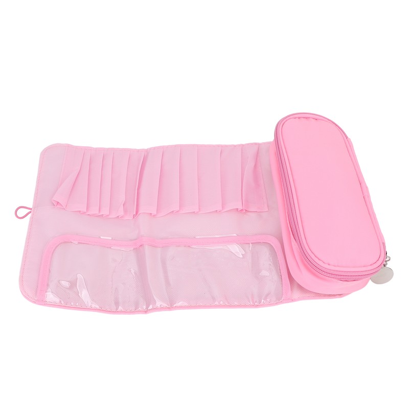 Cosmetic Bag Professional Makeup Brush Rolling Case Pink Cosmetics Make