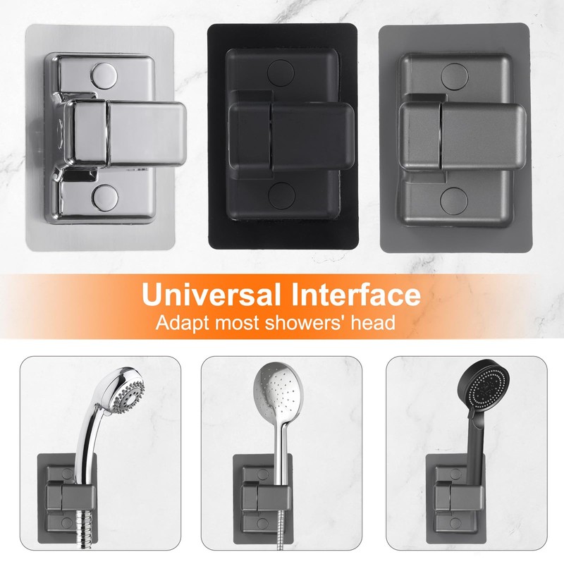 uxcell Shower Head Holder Strong Adhesive, Adjustable Handheld Shower Wand