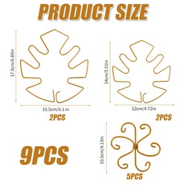 BOXOB 9pcs Climbing Houseplant Stem Supports, Metal Plant Climbers Stem Holders Reusable Flower Plant Stakes Trellis Hook Growth Accessories for Indoor Outdoor Growing, 2 Designs