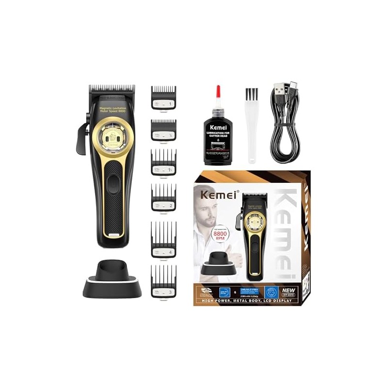 KEMEI 2373 Cortapelo Profesional para Hombre, Cortapelo de Barbero sin