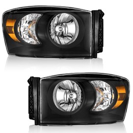 WEELMOTO Headlights for 2006-2008 Dodge Ram 1500 2500 3500 Replacement for 2009 Dodge Ram 2500/3500 Old Body Style Black Housing