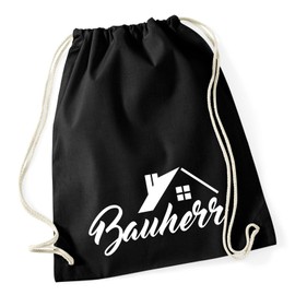 Huuraa Gym Bag Builder Gift Backpack 12 Litres Cotton Builder Gift Idea, black, Unit size