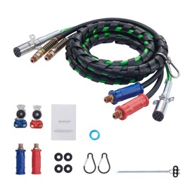 Happybuy 12FT Semi Truck Air Lines Kit with 2PCS Glad Hands, 3-in-1 Air Hoses & 7 Way ABS Electric Power Line, with 2PCS Gladhand Handles, 4PCS Seals and Tender Spring Kit for Semi Truck