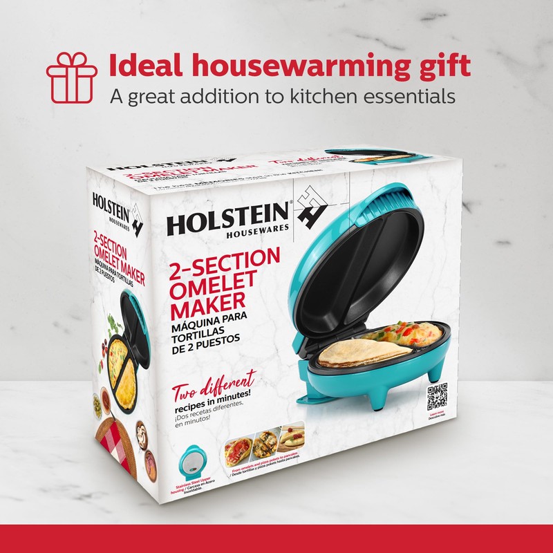Holstein Housewares Stainless Steel 2 Section Omelet & Frittata Maker,