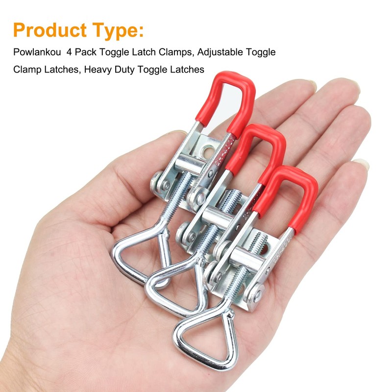 Powlankou 4 Pieces Adjustable Toggle Clamps, Heavy Duty Toggle Latch