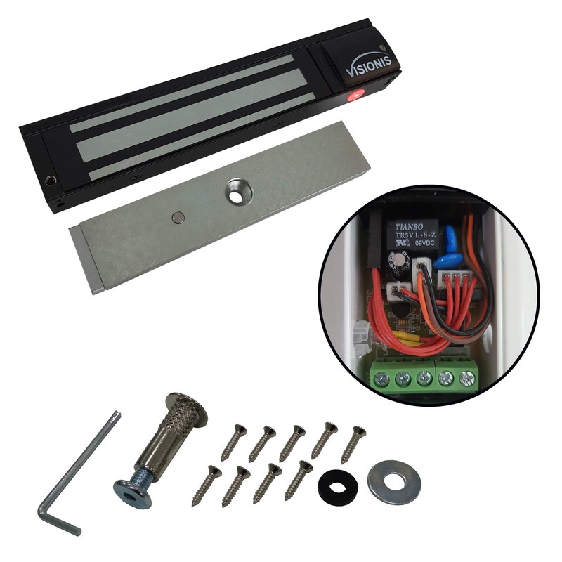 Visionis VS-VISML600LED-BL Indoor 600lbs Black Electromagnetic Lock with LED Sensor